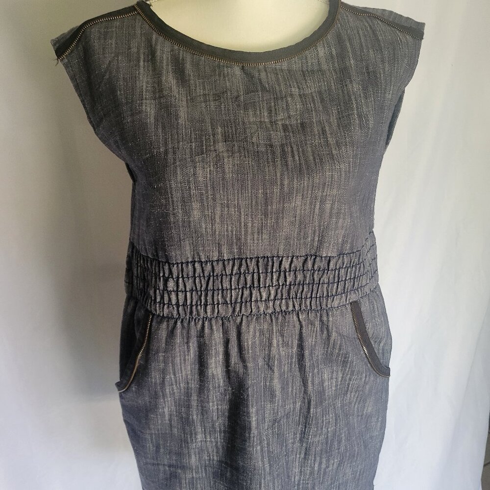 A is for Audrey Women's Blue Denim Zipper Detail Dress (Size S Chico)